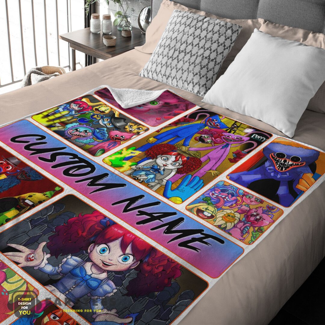 good-poppy-playtime-miss-poppy-with-friends-horror-blanket-fleece-customized-blanket-mk-03 Good Poppy Playtime Miss Poppy With Friends Horror Blanket Fleece Customized Blanket - Image 2