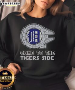 Good Star Wars Come to the Detroit Tigers Side Sweatshirt featuring a stylish design for fans of baseball and sci-fi.