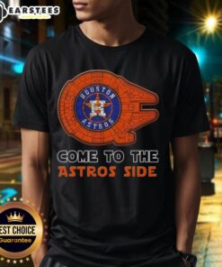 Good Star Wars Come To The Houston Astros Side T-Shirt featuring a playful design for fans of both franchises.