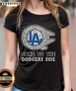 Good Star Wars Come to the Los Angeles Dodgers side ladies tee featuring a stylish design for fans and casual wear.