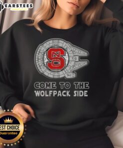 Good Star Wars Come to the NC State Wolfpack Side Sweatshirt featuring iconic Star Wars graphics and university colors.