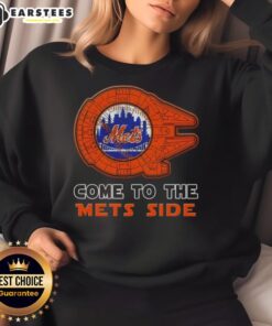 Good Star Wars Come To The New York Mets side sweatshirt featuring a stylish design for fans and collectors.