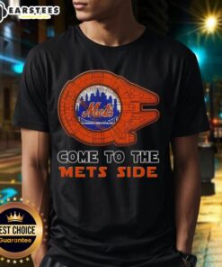 Good Star Wars Come To The New York Mets Side T-Shirt featuring a unique design for baseball and sci-fi fans.