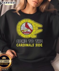 Alt Text: Stylish 'Good Star Wars Come To The St. Louis Cardinals' side sweatshirt featuring a unique design and vibrant colors.