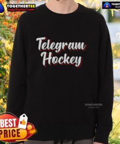 Good Telegram Hockey New Jersey Devils sweatshirt featuring team colors and logo, perfect for fans and winter wear.