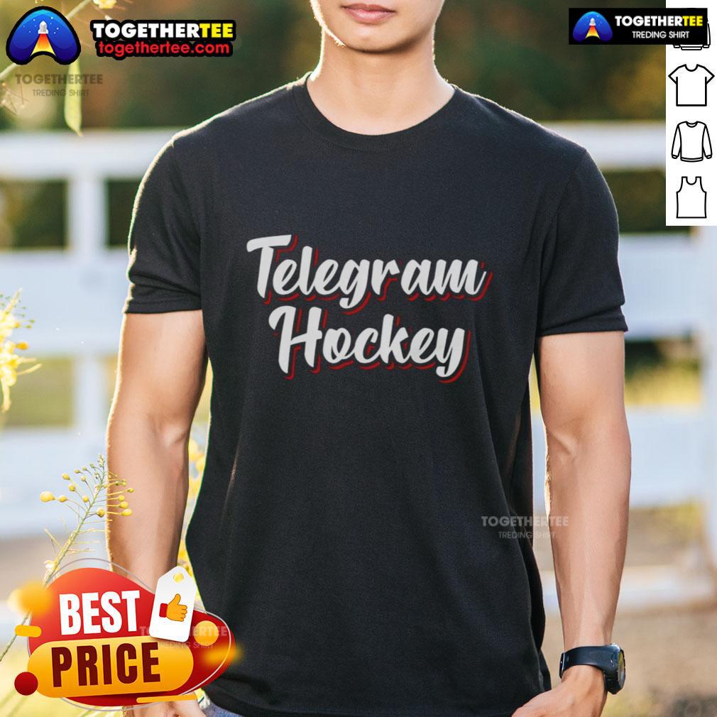 Good Telegram Hockey New Jersey Devils T Shirt Alt Text: Good Telegram Hockey New Jersey Devils T-Shirt featuring team logo and vibrant colors for passionate fans.