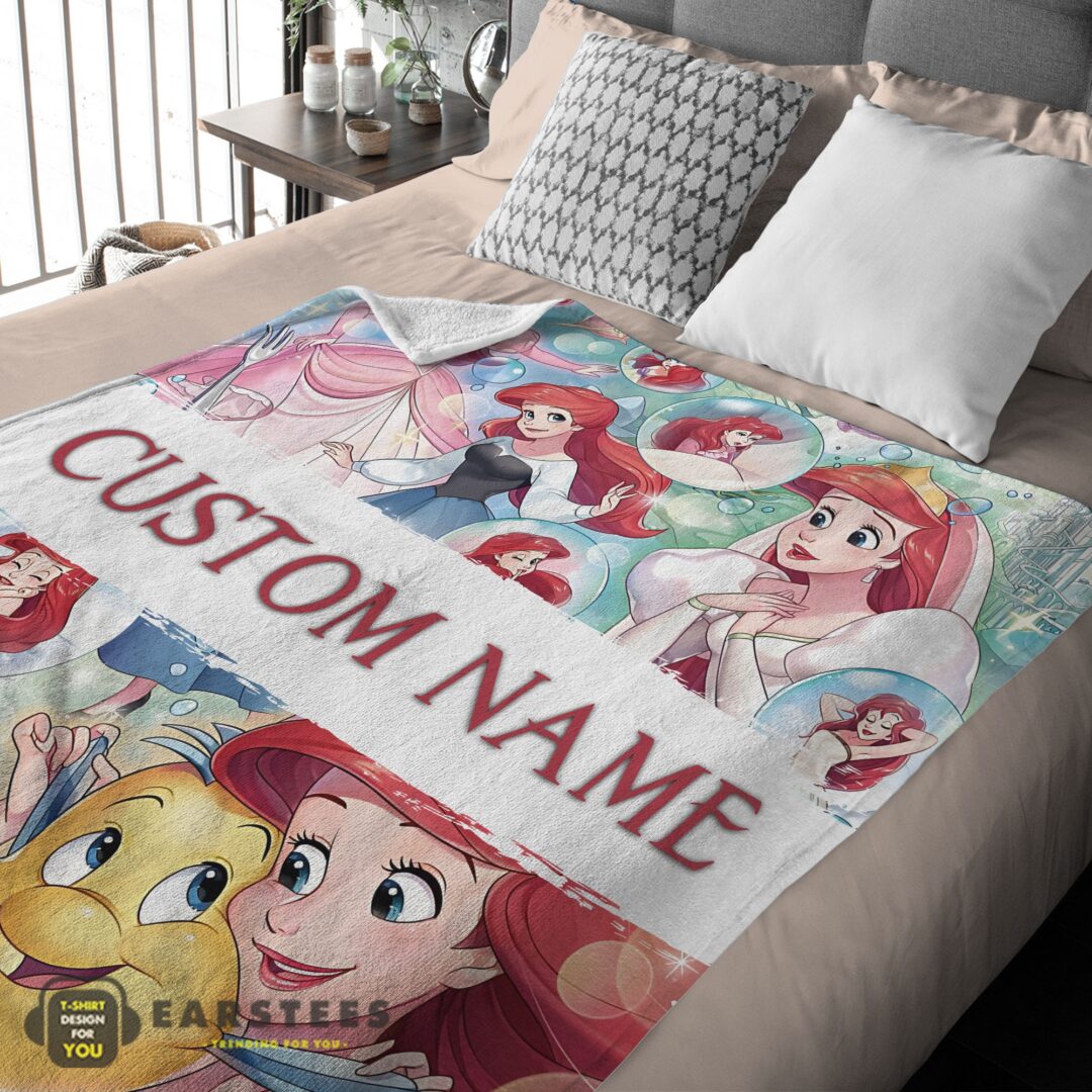 good-the-little-mermaid-blanket-ariel-princess-fleece-family-princess-customized-blanket-mk-03 Good The Little Mermaid Blanket Ariel Princess Fleece Family Princess Customized Blanket - Image 2