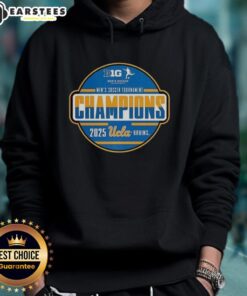2025 UCLA Big Ten Men's Soccer Tournament Champions hoodie featuring team colors and logo, perfect for fans and supporters.