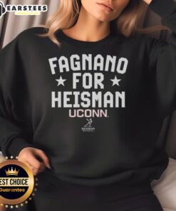 Alt Text: Joe Fagnano for Heisman sweatshirt showcasing UConn football pride and support for the star quarterback.