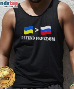 Good Ukraine Greater Than Russia Flag Defend Freedom Tank Top design showcasing patriotism and support for Ukraine.