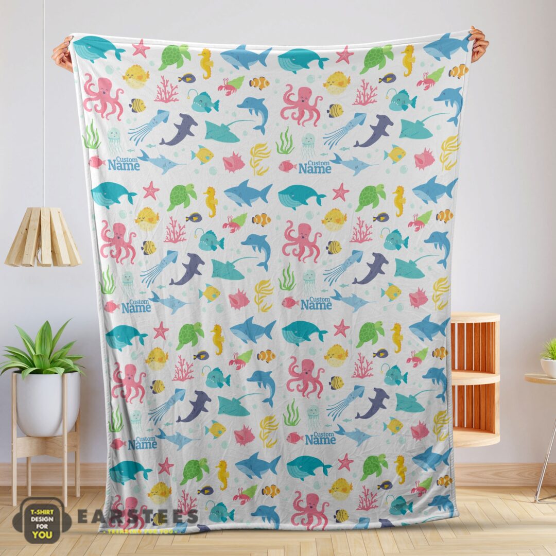 good-under-the-sea-pattern-blanket-fleece-customized-blanket-mk-01-1-1 Good Under The Sea Pattern Blanket Fleece Customized Blanket