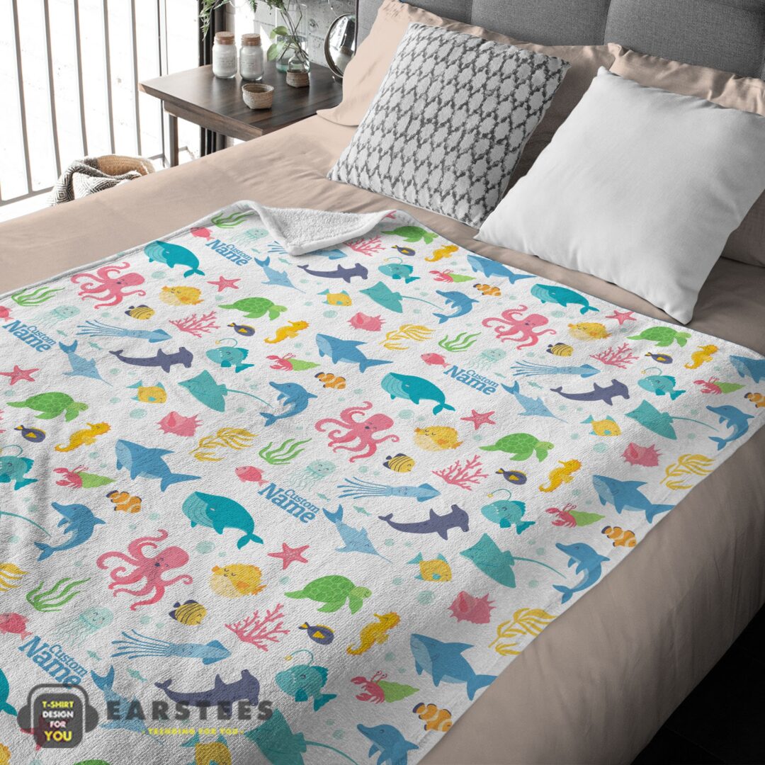 good-under-the-sea-pattern-blanket-fleece-customized-blanket-mk-03-1 Good Under The Sea Pattern Blanket Fleece Customized Blanket - Image 2