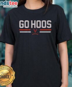 Virginia Cavaliers Football Go Hoos Stripes Logo on a ladies tee, perfect for fans showing team spirit.