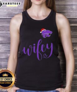 Good Wifey Kansas State Wildcats tank top with Santa hat, perfect for a Merry Christmas celebration.