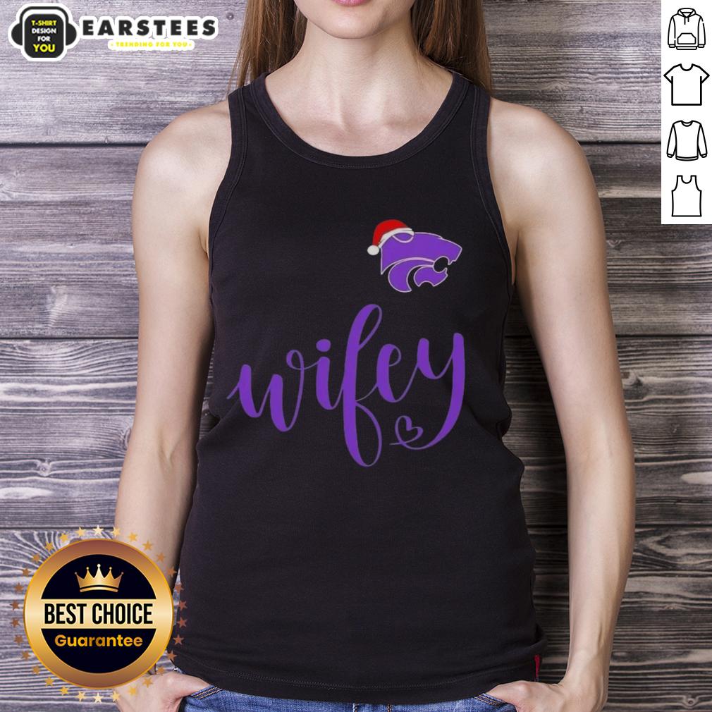 good-wifey-kansas-state-wildcats-santa-hat-merry-christmas-tank-top Good Wifey Kansas State Wildcats tank top with Santa hat, perfect for a Merry Christmas celebration.
