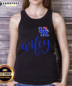Good Wifey Kentucky Wildcats Christmas tank top with Santa hat, perfect for festive fans celebrating the holidays.
