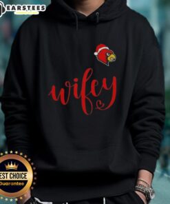 Alt Text: Good Wifey Louisville Cardinals Santa Hat Merry Christmas Hoodie in festive red, perfect for holiday cheer and sports fans.