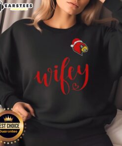 Good Wifey Louisville Cardinals Santa Hat Merry Christmas Sweatshirt featuring festive design and team spirit.