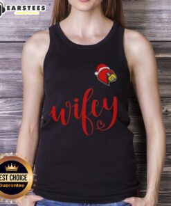 Good Wifey Louisville Cardinals tank top with Santa hat for a festive Merry Christmas celebration.