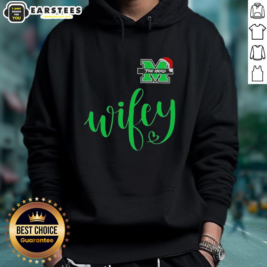 good-wifey-marshall-thundering-herd-santa-hat-merry-christmas-hoodie Good Wifey Marshall Thundering Herd hoodie with Santa hat, perfect for a Merry Christmas celebration.