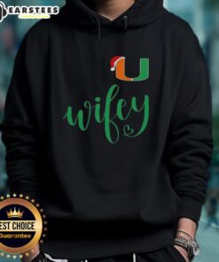 Good Wifey Miami Hurricanes Santa Hat Merry Christmas Hoodie, perfect for festive football fans this holiday season.