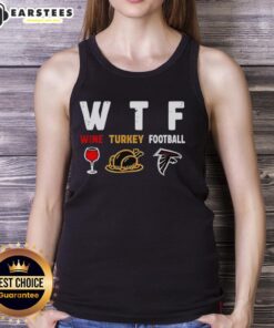 Good Wine Turkey Atlanta Falcons Football Thanksgiving Tank Top featuring a festive design for fans celebrating the holiday.