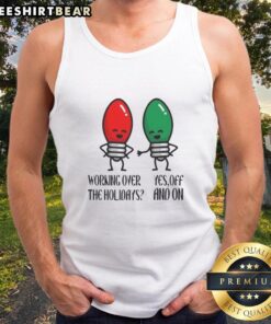 Funny Christmas joke tank top for holiday workwear, spreading cheer with humor during the festive season.
