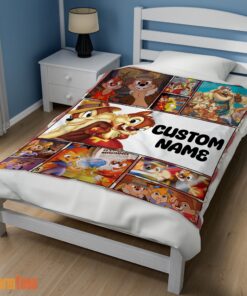 Happy Disney Cartoon Chip And Dale Family Cute Blanket Fleece Customized Blanket - Image 3