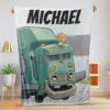 Happy Cartoon Trash Truck Cute Blanket Fleece Customized Blanket