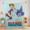 Happy Catoon Sharkdog Sharkdog and Max Skateboarding Blanket Fleece Customized Blanket