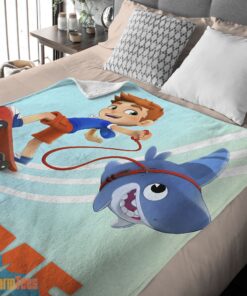 Happy Catoon Sharkdog Sharkdog and Max Skateboarding Blanket Fleece Customized Blanket - Image 2