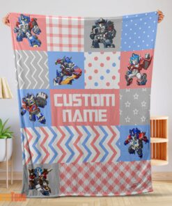 Happy Chibi Optimus Prime Transformers Pattern Blanket Fleece Customized Blanket