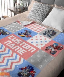 Happy Chibi Optimus Prime Transformers Pattern Blanket Fleece Customized Blanket - Image 2