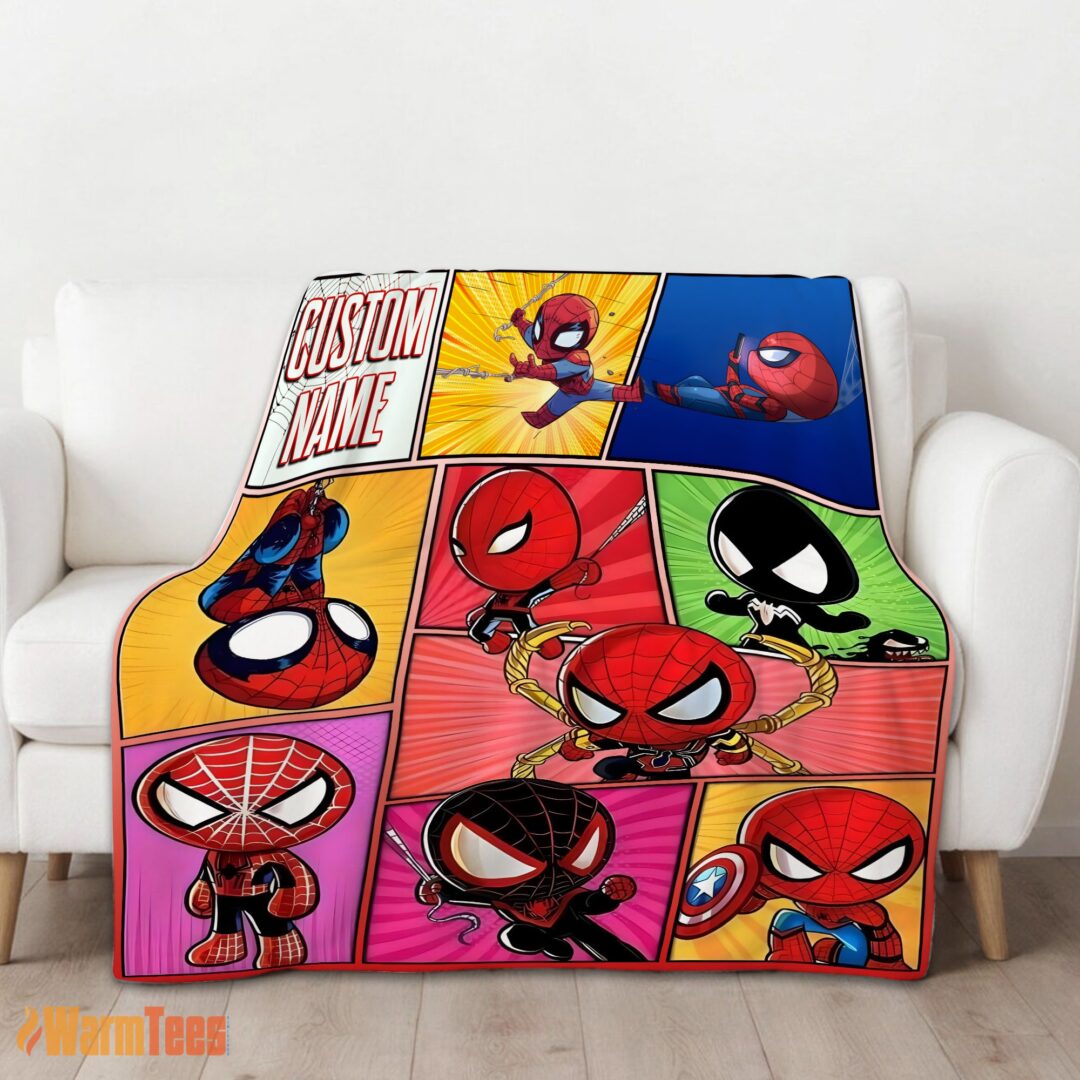 happy-chibi-spider-man-characters-collage-blanket-fleece-customized-blanket-mk-01 Happy Chibi Spider Man Characters Collage Blanket Fleece Customized Blanket - Image 2
