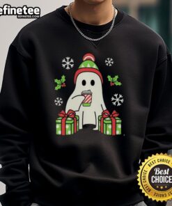 Happy Christmas Ghost sweatshirt featuring a cheerful ghost design perfect for festive holiday apparel.
