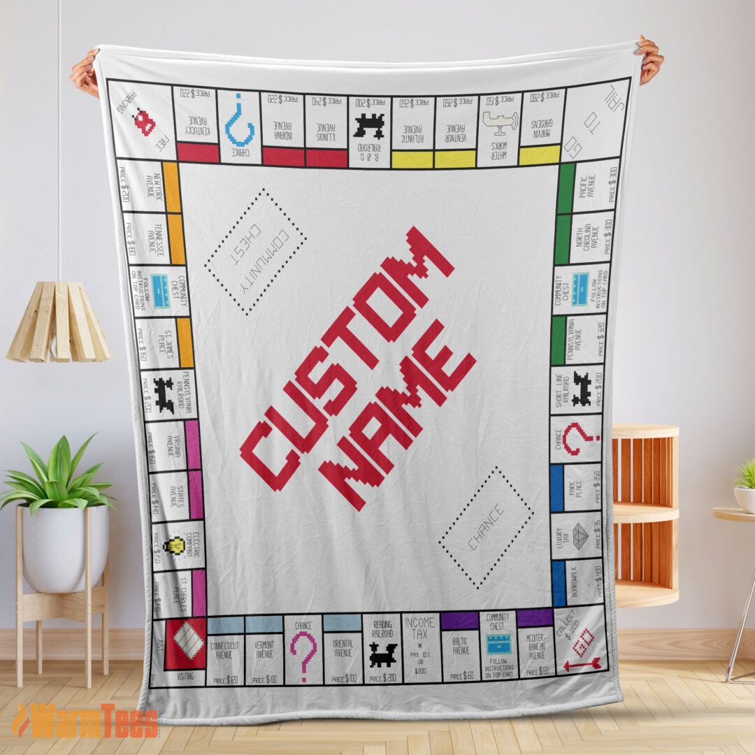 happy-classic-monopoly-board-game-blanket-fleece-customized-blanket-mk-01 Happy Classic Monopoly Board Game Blanket Fleece Customized Blanket