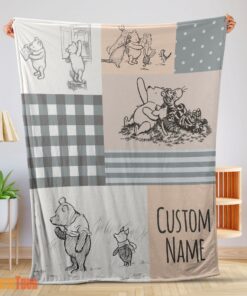 Happy Classic Winnie The Pooh & Friends Sketch Blanket Fleece Customized Blanket