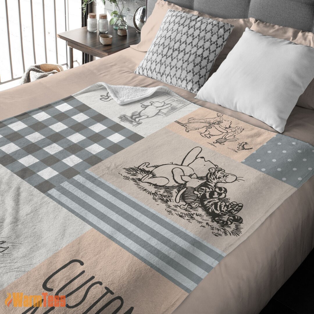 happy-classic-winnie-the-pooh-friends-sketch-blanket-fleece-customized-blanket-mk-03 Happy Classic Winnie The Pooh & Friends Sketch Blanket Fleece Customized Blanket - Image 2
