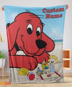 Happy Clifford's Puppy Days Emily Elizabeth Beach Blanket Fleece Customized Blanket