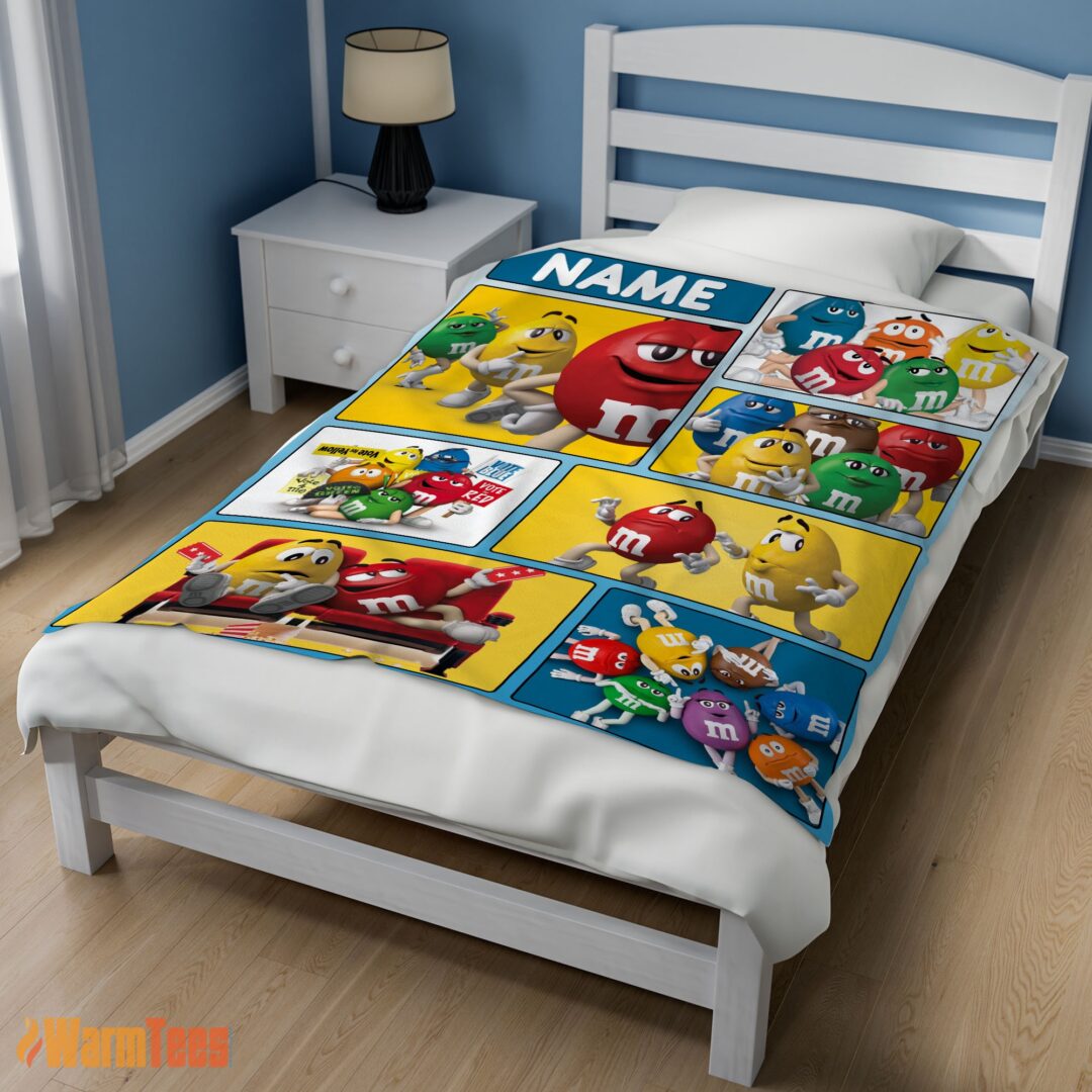 happy-colorful-candy-mms-character-collage-blanket-fleece-customized-blanket-mk-02 Happy Colorful Candy M&M's Character Collage Blanket Fleece Customized Blanket - Image 3
