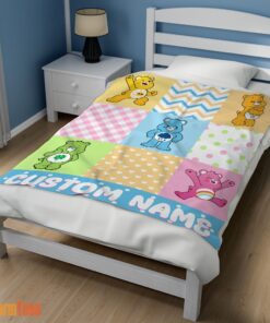 Happy Colorful Care Bears Patchwork Blanket Fleece Customized Blanket - Image 3