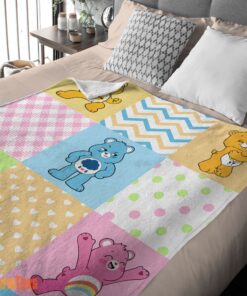 Happy Colorful Care Bears Patchwork Blanket Fleece Customized Blanket - Image 2