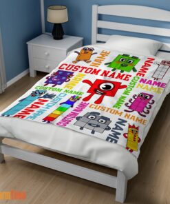 Happy Colorful Number Blocks Blanket Fleece Customized Blanket - Image 3