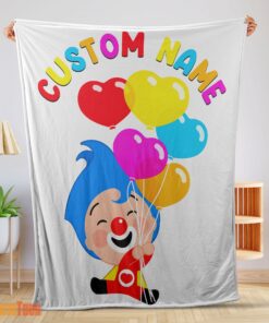 Happy Colorful Plim Plim Cheerful Clown Balloons Blanket Fleece Customized Blanket