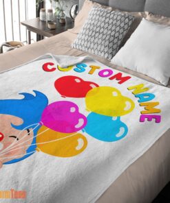 Happy Colorful Plim Plim Cheerful Clown Balloons Blanket Fleece Customized Blanket - Image 2