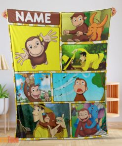 Happy Curious George Ted ShacklefordBlanket Fleece Customized Blanket