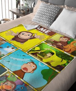 Happy Curious George Ted ShacklefordBlanket Fleece Customized Blanket - Image 2