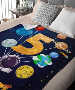 Happy Cute Astronaut Catching Moon Cartoon Blanket Fleece Customized Blanket - Image 2
