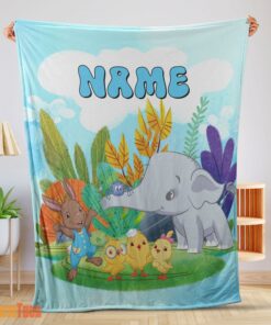 Happy Cute Elephant Safari Animal for Boys Customized Blanket