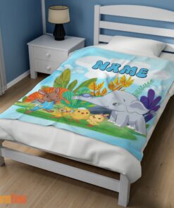 Happy Cute Elephant Safari Animal for Boys Customized Blanket - Image 3